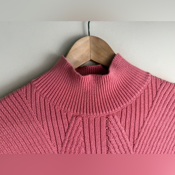 Express Rose Pink Ribbed Cap Sleeve Mock Turtleneck Shirt Wool Blend Med. Career - Picture 3 of 10